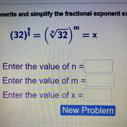 Enter the value of n =
Enter the value of m =
Enter the value of x =