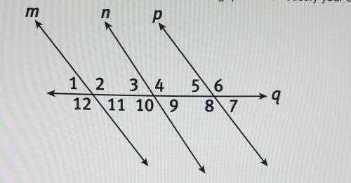 1) Given that the measure of Angle 2 = 115 degrees and the measure of Angle 8 = 115 degrees, is lin