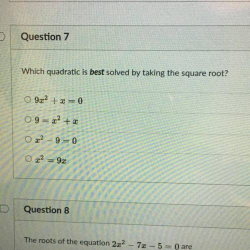 Which quadratic is best solved by taking the square root?