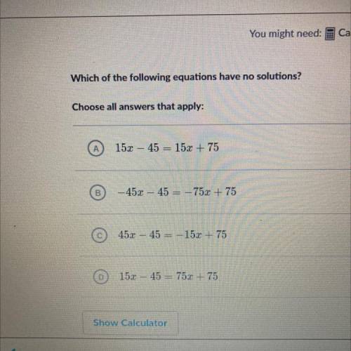 Which of the following equations have no solutions?