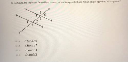 In the figure, the angles are formed by a transversal and two parallel lines. Which angles appear t