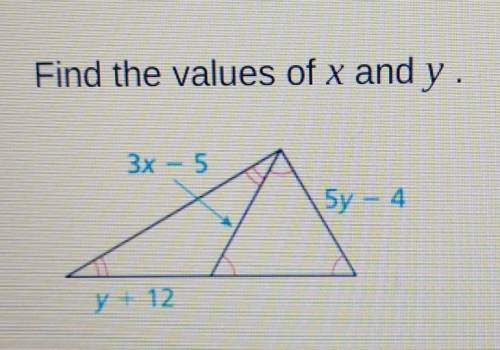 Hi, pls answer :)find the value for x and y