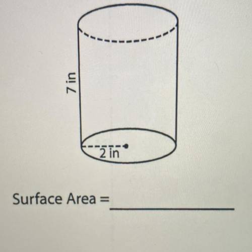 Find the surface area of this cylinder using pie.
