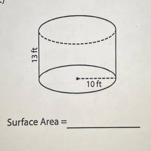 Find the surface area of this cylinder using pie.