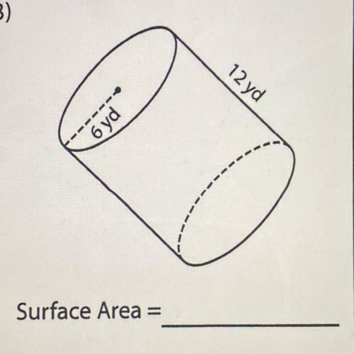 Find the surface area of the cylinder using pie.