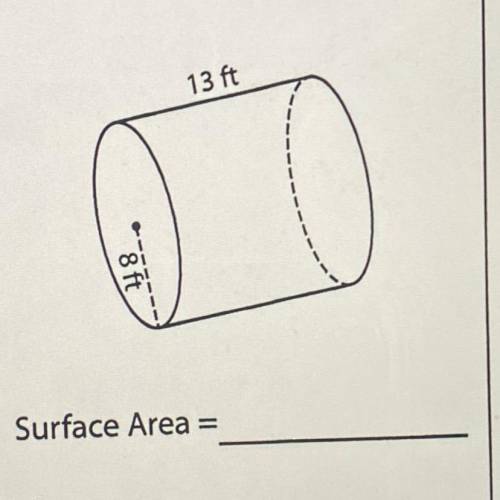 Find the surface area of the cylinder using pie.