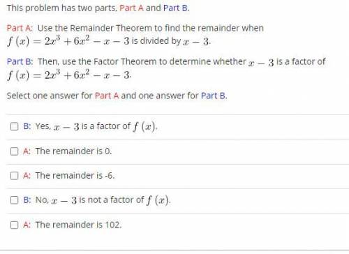 This problem has two parts, Part A and Part B

Select one answer for Part A and one answer for Par