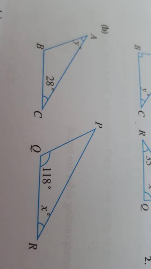 Question 1

given that triangle ABC is similar to triangle PQR find the valuesof the unknowns in e