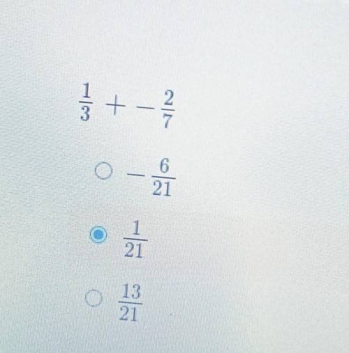 Adding fractions with unlike denominators 1/3 + - 2/7
