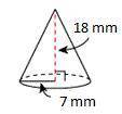 What is the volume of the cone pictured? (Use 3.14 for .)

2,373.84 mm3
263.76 mm3
2,769.48 mm3
92