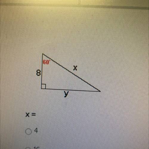 What does x = answer choices
4
16
9