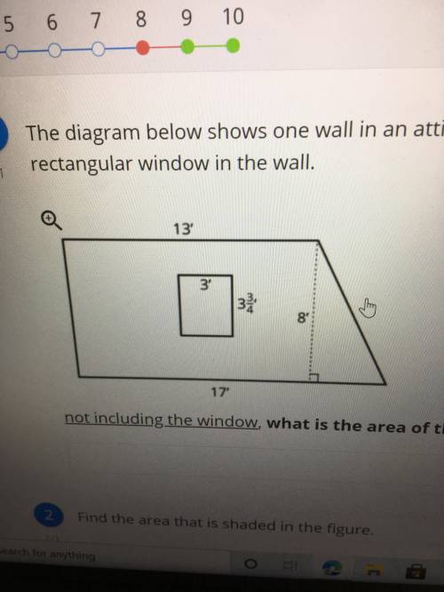 What is the area of this wall not including the rectangle?