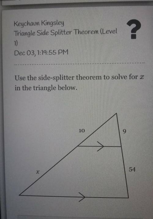 Solve for x in the triangle