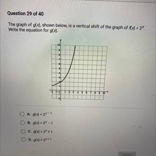 PLS HELP

The graph of g(x), shown below, is a vertical shift of the graph of f(