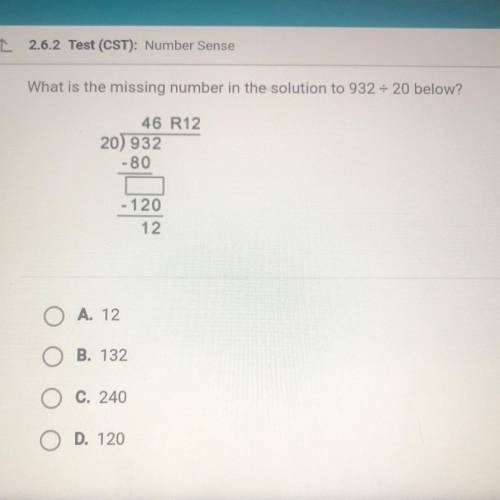 What is the missing number in the solution to 932➗20 below?