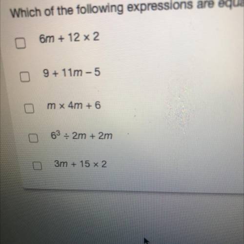 Which of the following expressions are equal to 42 when m=3? Select all that apply.