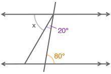 PLEASE HURRY1

What is the measure of angle x?
A. 60 degrees
B. 70 degrees
C. 80 degrees