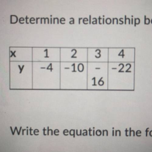 Determine a relationship between X and Y values. Write an equation.