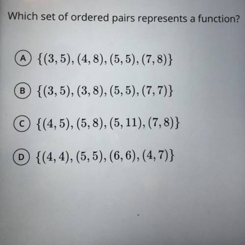 Which set of ordered pairs represents a function?
