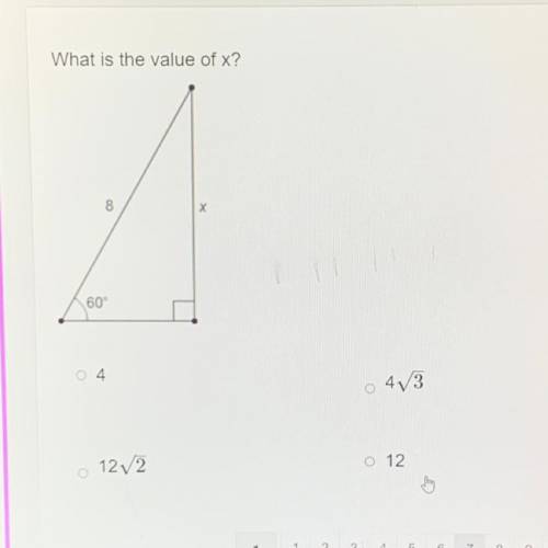 What is the value of x?
8
x
60
04
0413
o
12/2
O 12