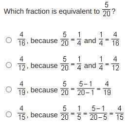 Which fraction is equivalent to 5/20