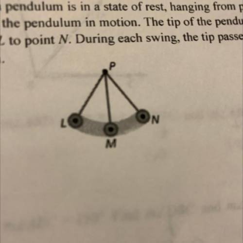 2) The tip of a pendulum is i na state of rest, hanging from point P. During an experiment, a physi