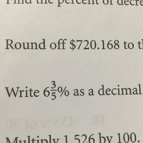 Write 6 3% as a decimal.
5