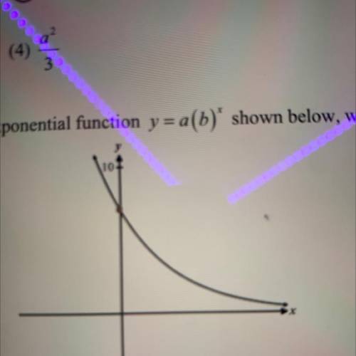 Graph above^^

Given the graph of the exponential function y = a(b)* shown below, which of the fol