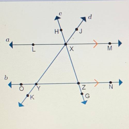 Which represents an exterior angle of triangle XYZ?

O LXZ
O JXM
O JXZ
O HXJ
on edge 2020