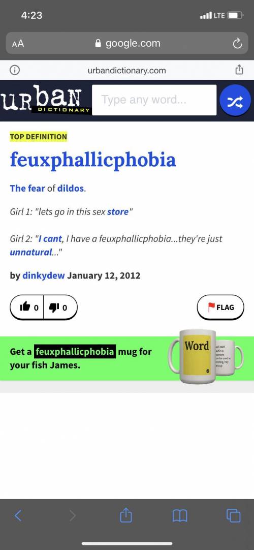 What is the phobia of dild0s called?