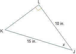 Which equation can be used to find the measure of angle LJK?

sin(x) = (10/15)sin(x) = (15/10)cos(