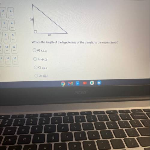 What's the length of the hypotenuse of the triangle to the nearest tenth￼