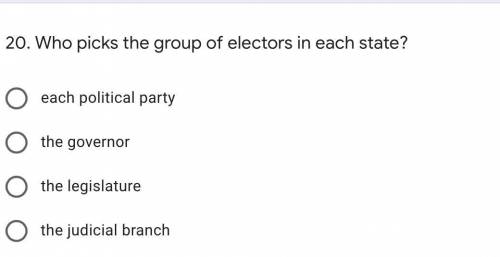 20. Who picks the group of electors in each state?