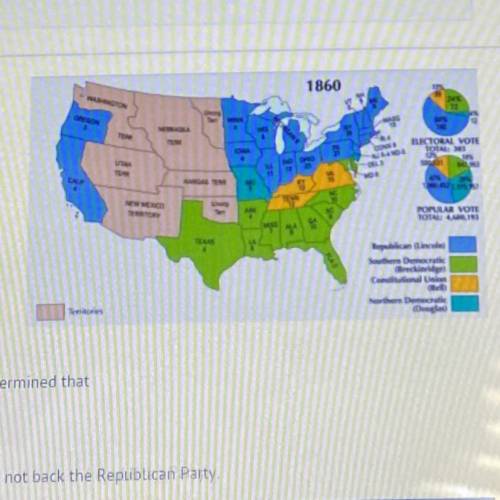 Using this map, it can be determined that

A)
southern states did not back the Republican Party.
B