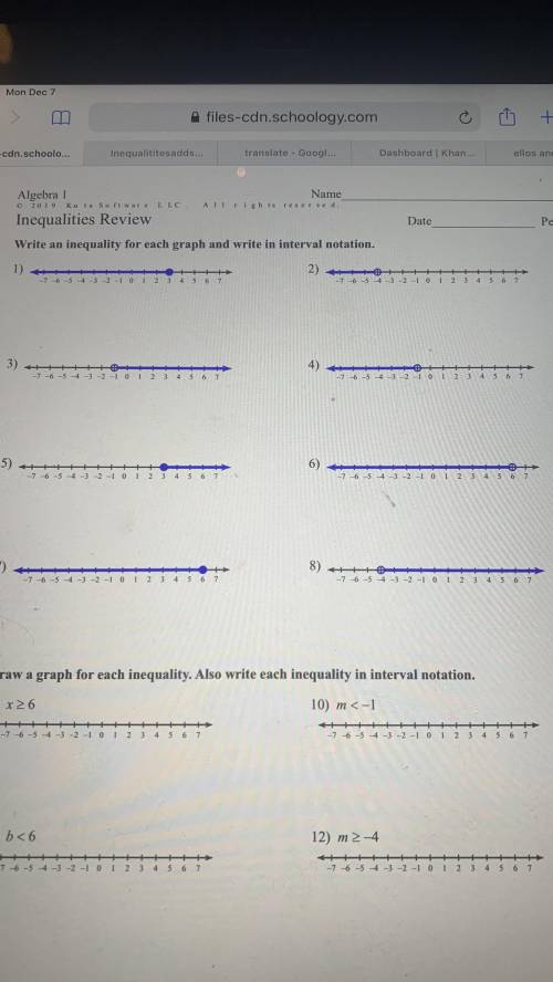 Help! How do I find the inequality of graphs or number lines!! I don’t j or the answers either.