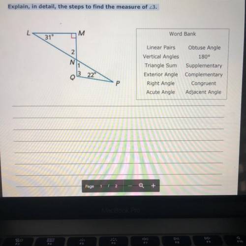 Explain, in detail , the steps to find the measure of angle3