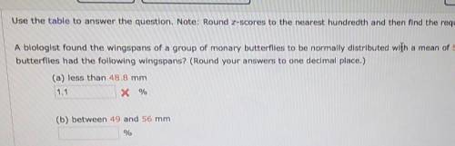 Use the table to answer the question. Note: Round z-scores to the nearest hundredth and then find t