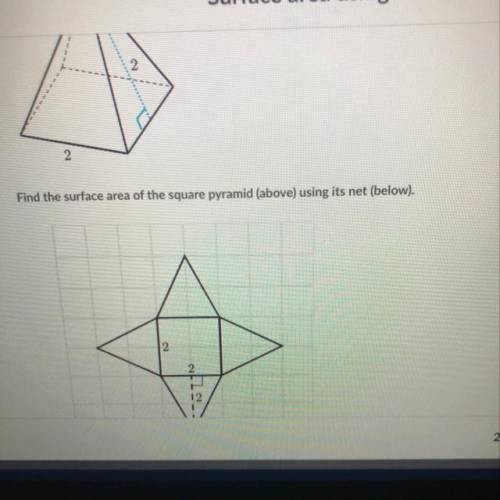 check out this square pyramid find the surface area of the square pyramid (above) using its net (be
