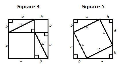 Using squares 1, 2, and 3, and eight copies of the original triangle, you can create squares 4 and