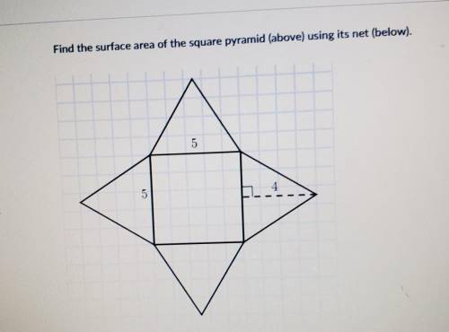 Find the surface area of the square pyramid using its net.