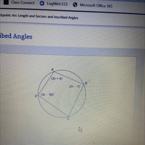 Quadrilateral ABCD is inscribed in this circle.

What is the measure of angle C?
Enter your answer