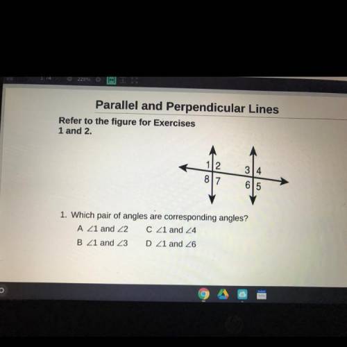 Parallel and Perpendicular Lines

Refer to the figure for Exercises
1 and 2.
12
314
817
65
1. Whic