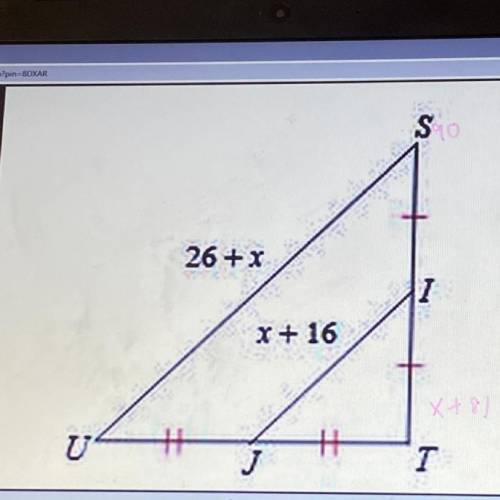 Solve for x in the given triangle