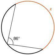 What is the measure of x?
43°
86°
344°
172°