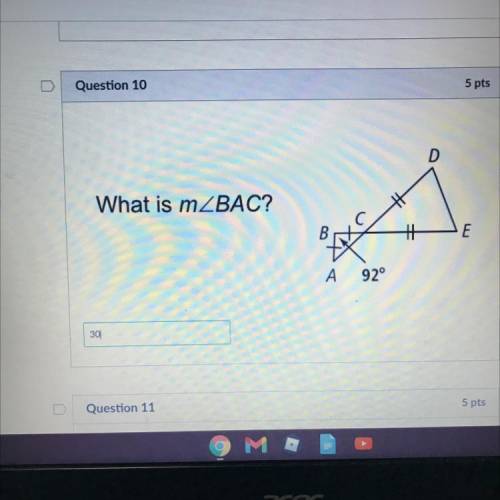 What is M angle BAC?