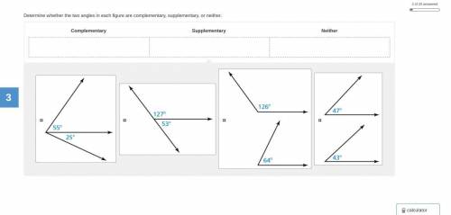 Determine whether the two angles in each figure are complementary, supplementary, or neither.