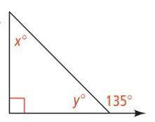 5) Find the value of x (pic below

)A. 90 degrees
B. 135 degrees
C. 60 degrees
D. 45 degrees
