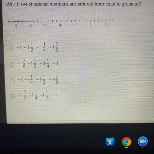 Which set of rational numbers are ordered from least to greatest?

+
-3
0
o-1-14-1-1
o -1-14-1-1