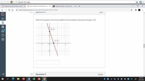 Write the equation of the line parallel to the line below and passes through (-1,0)