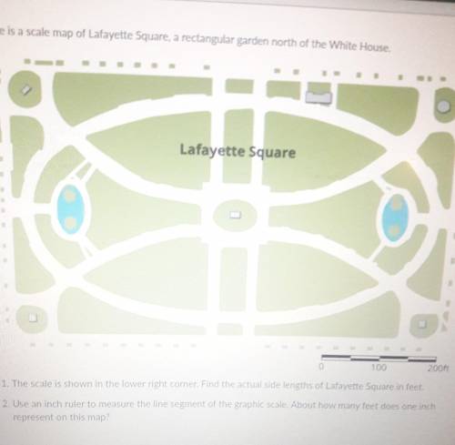 1. The scale is shown in the lower right corner. Find the actual side lengths of Lafayette Square i